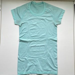 Lululemon Tech Short Sleeve Aqua Blue Shirt Size 2